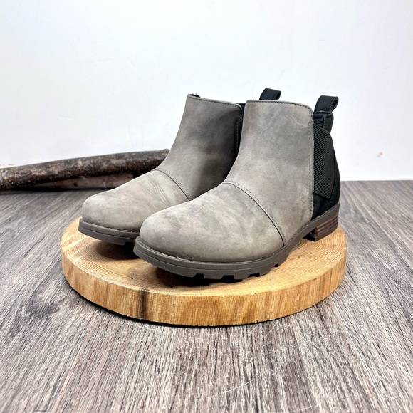 *Sorel | Emelie Leather Chelsea Boots in Taupe Size 7.5 - Picture 2 of 16
